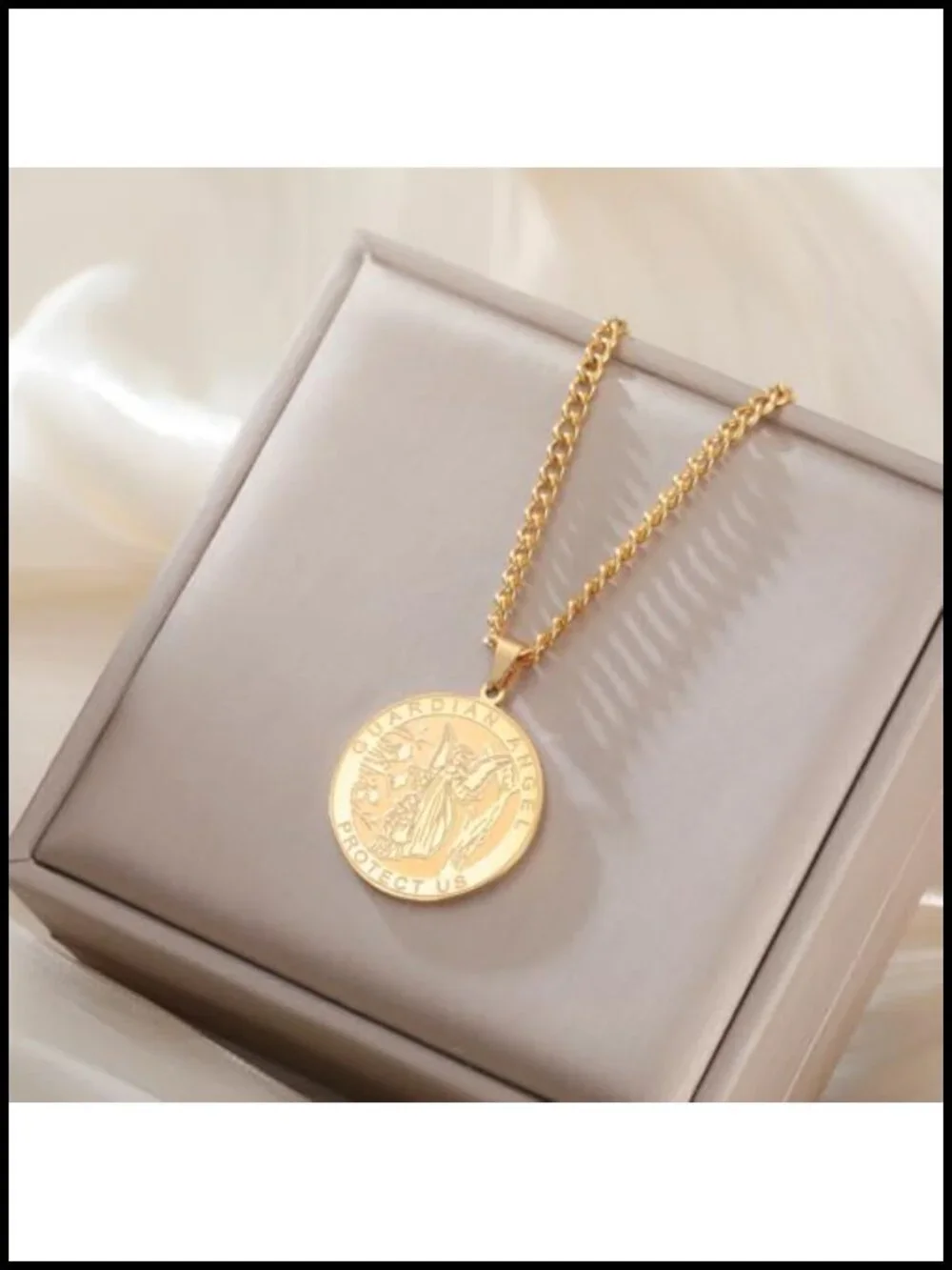 Stainless Steel Guardian Angel Pendant Necklace Religious Keepsake Jewelry